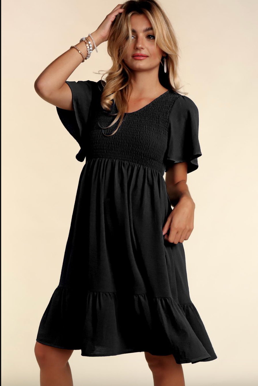 Fit and Flare Solid Dress with Side Pockets